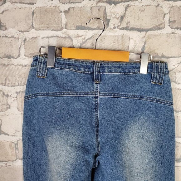 French Twist Flare High Waist Jean Front Patch Pocket Size 10 Medium Wash - Picture 7 of 11